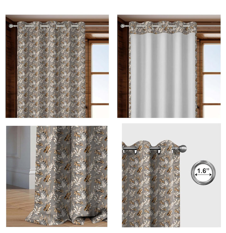 100% Polyester Floral Printed Dimout Curtain - Autumn