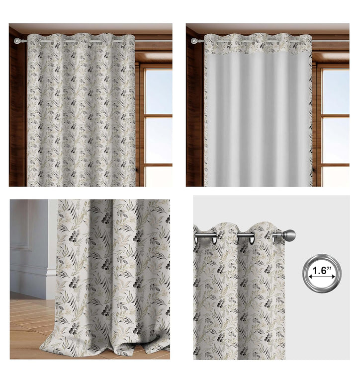 100% Polyester Floral Printed Dimout Curtain - Autumn