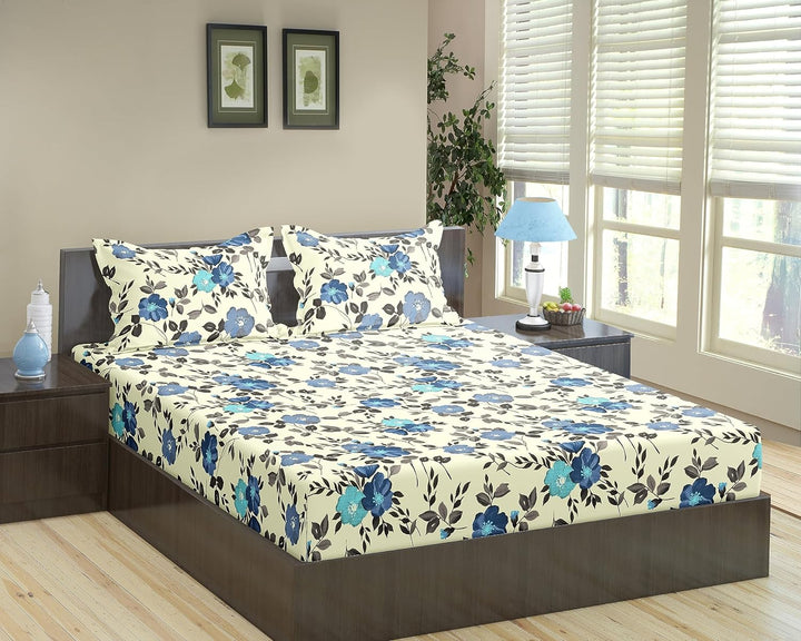 100% Cotton 180 TC  Printed Flat Bedsheet with Pillow Covers  - Blooms