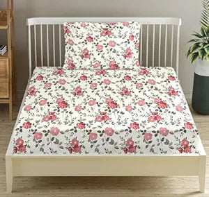100% Cotton 180 TC  Printed Flat Bedsheet with Pillow Covers  - Blooms