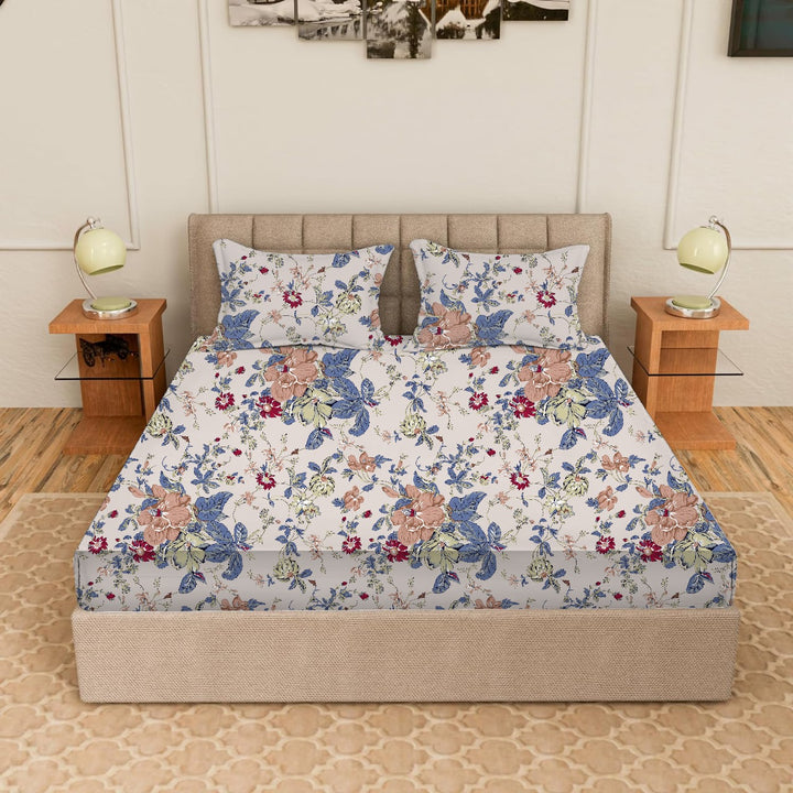 100% Cotton 180TC Printed Flat Bedsheet with  Pillow Covers