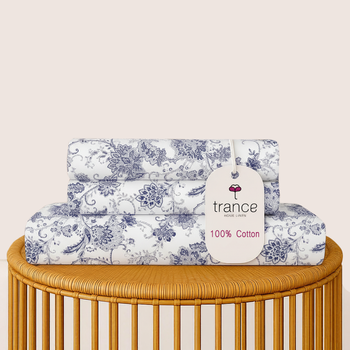 100% Cotton 180TC Printed Flat Bedsheet with Pillow Covers