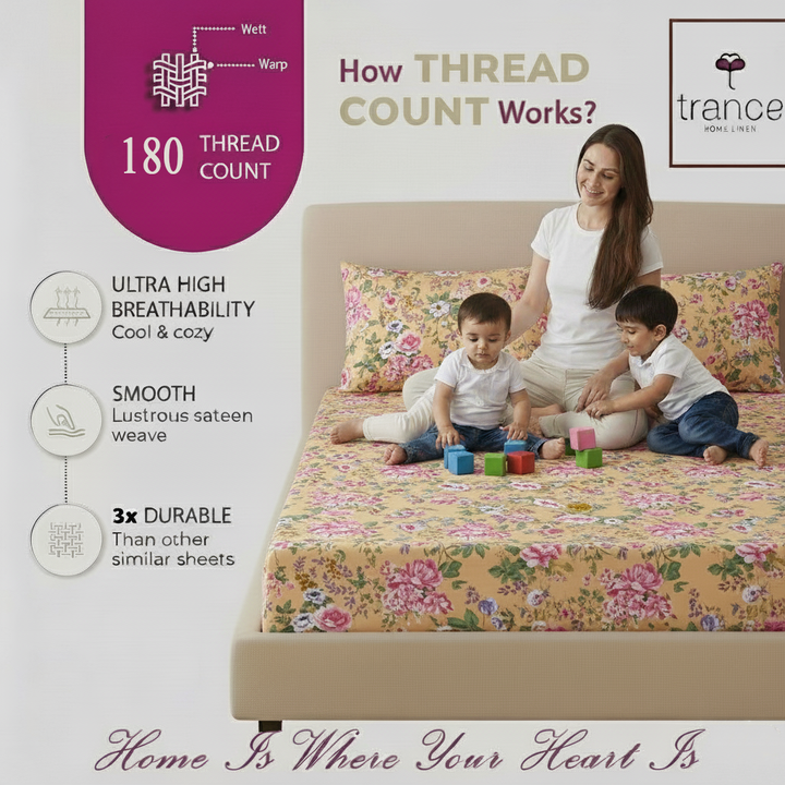 100% Cotton 180TC Printed Flat Bedsheet with Pillow Covers Brown vintage woods