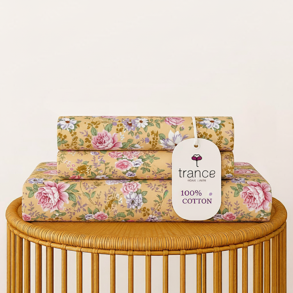 100% Cotton 180TC Printed Flat Bedsheet with Pillow Covers Brown vintage woods