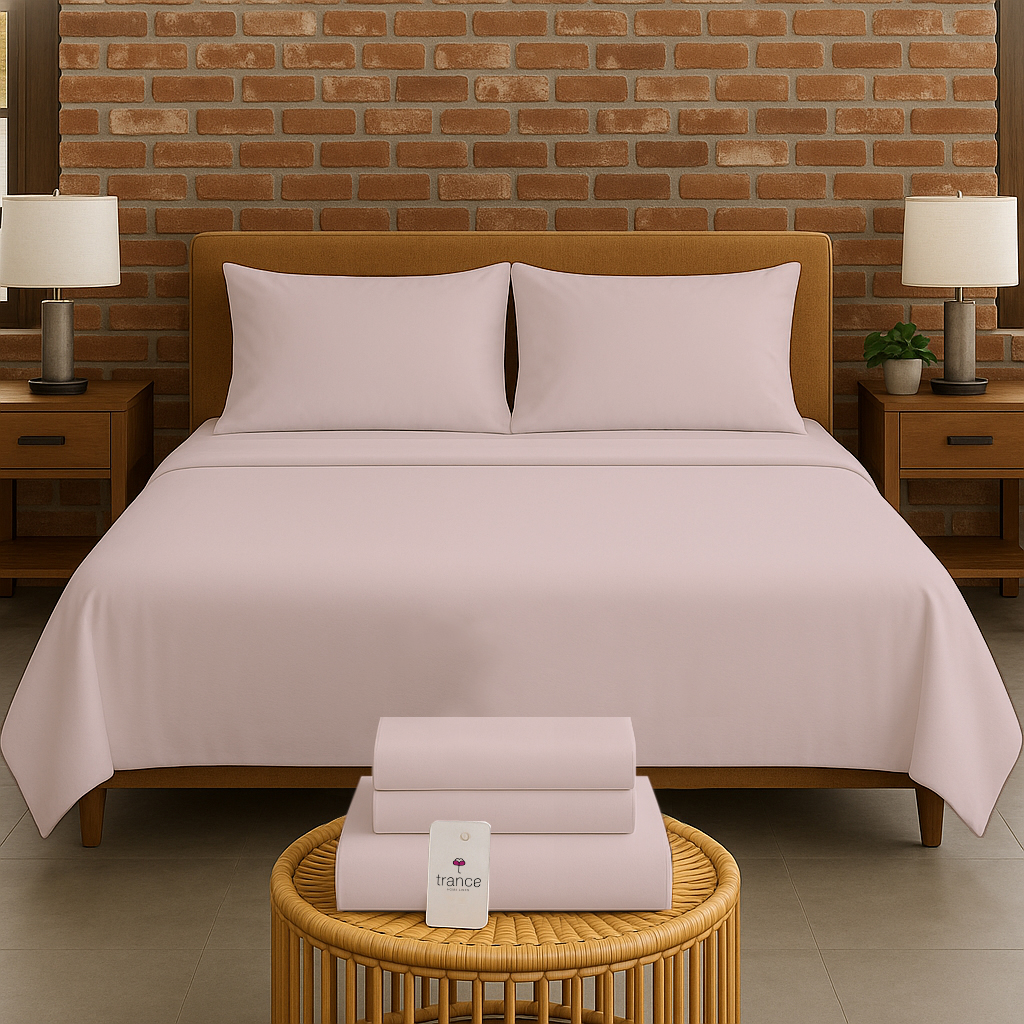 300TC Bamboo Weave Flat Bedsheet with Pillow Covers