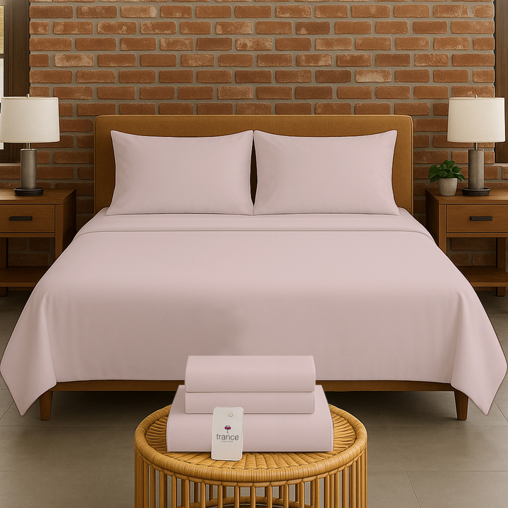 300TC Bamboo Weave Flat Bedsheet with Pillow Covers