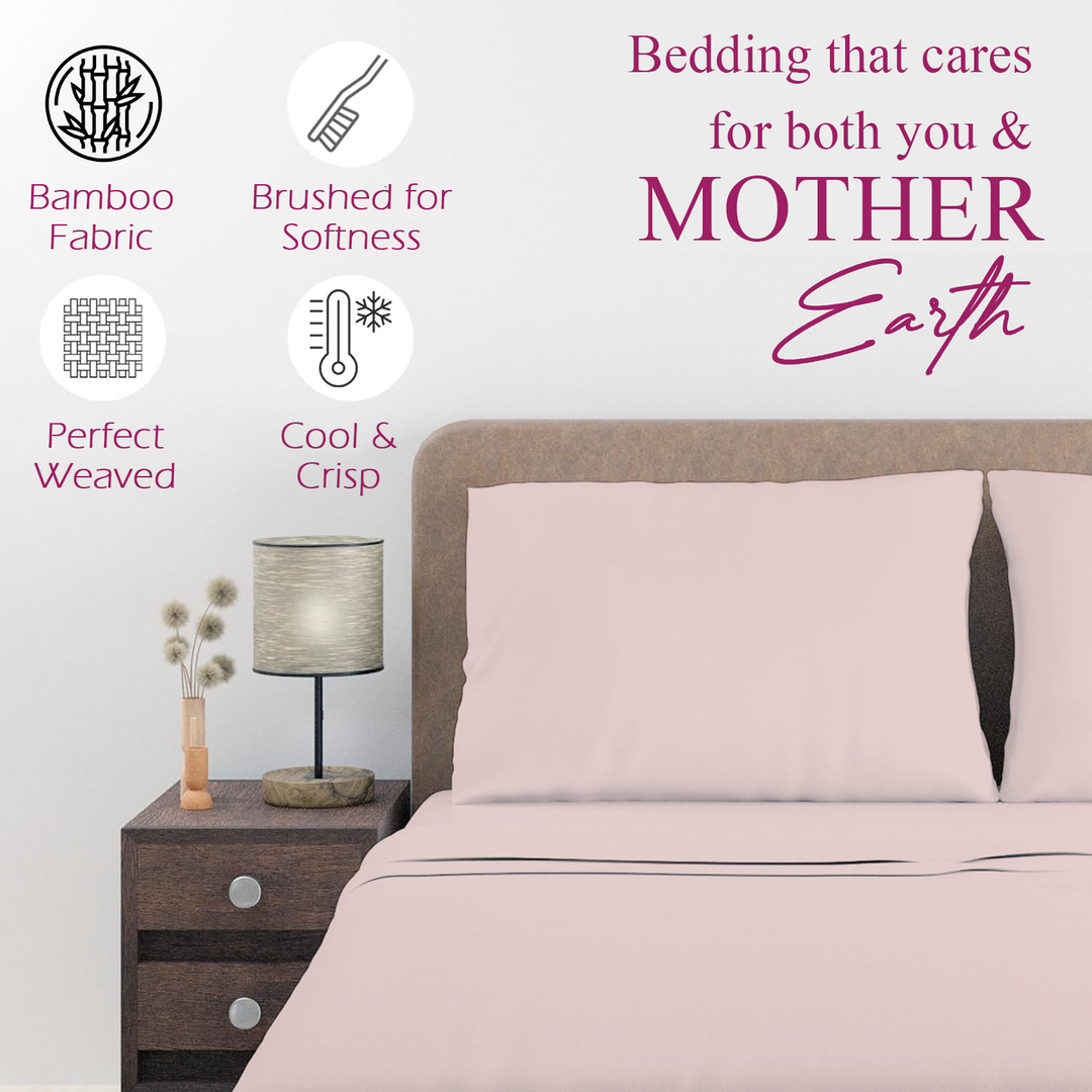 300TC Bamboo Weave Flat Bedsheet with Pillow Covers
