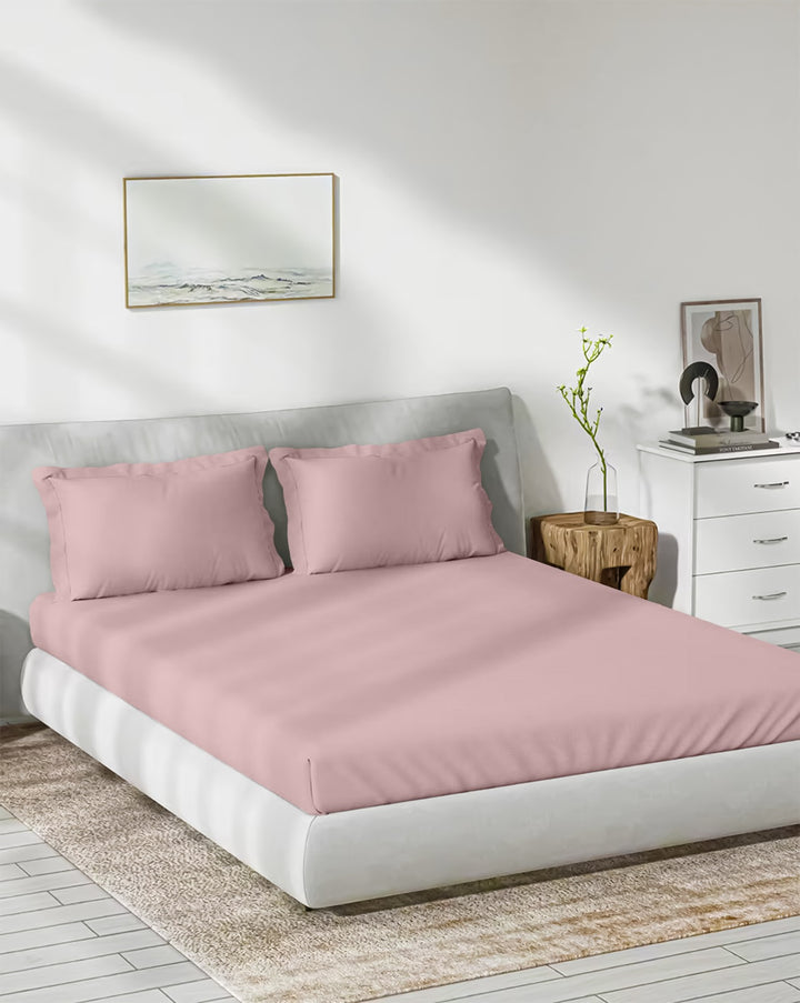 300TC Bamboo Weave Fitted Bedsheet with Pillow Covers