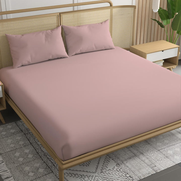300TC Bamboo Weave Fitted Bedsheet with Pillow Covers