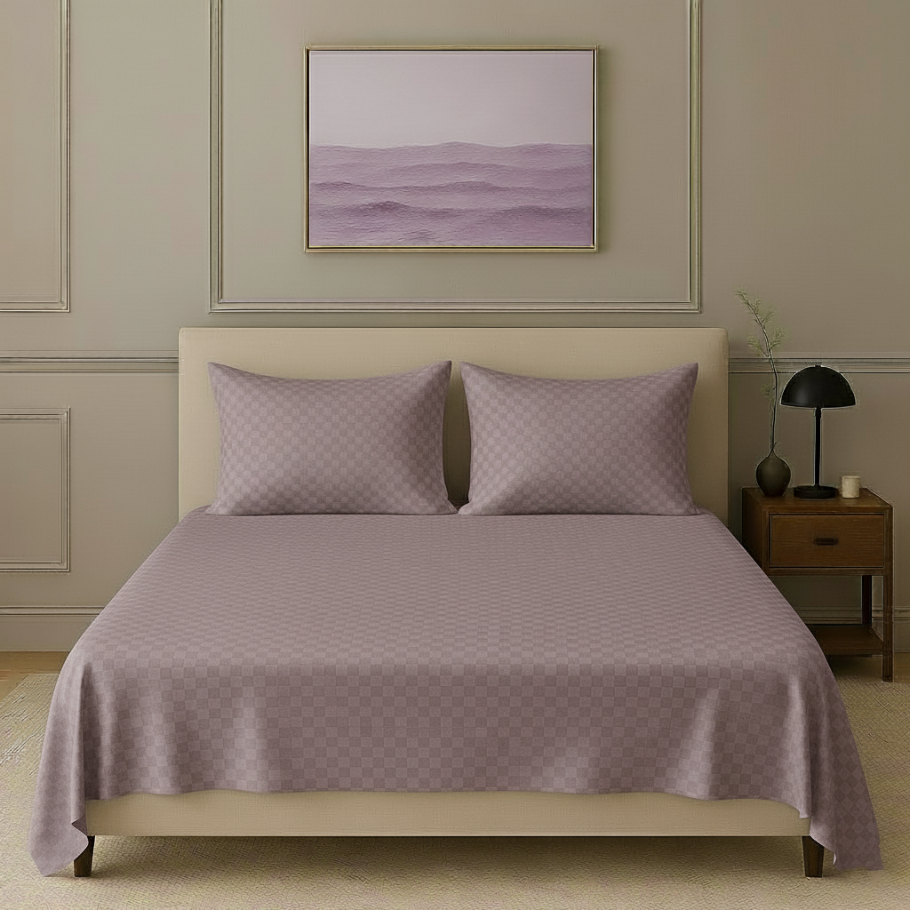 300TC 100% Cotton Jacquard Weave Flat Bedsheet with Pillow Covers