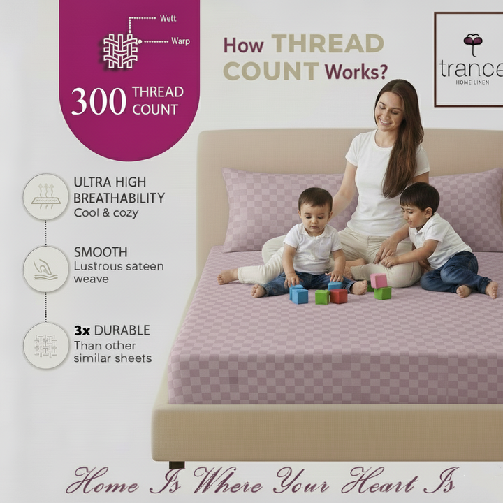 300TC 100% Cotton Jacquard Weave Flat Bedsheet with Pillow Covers