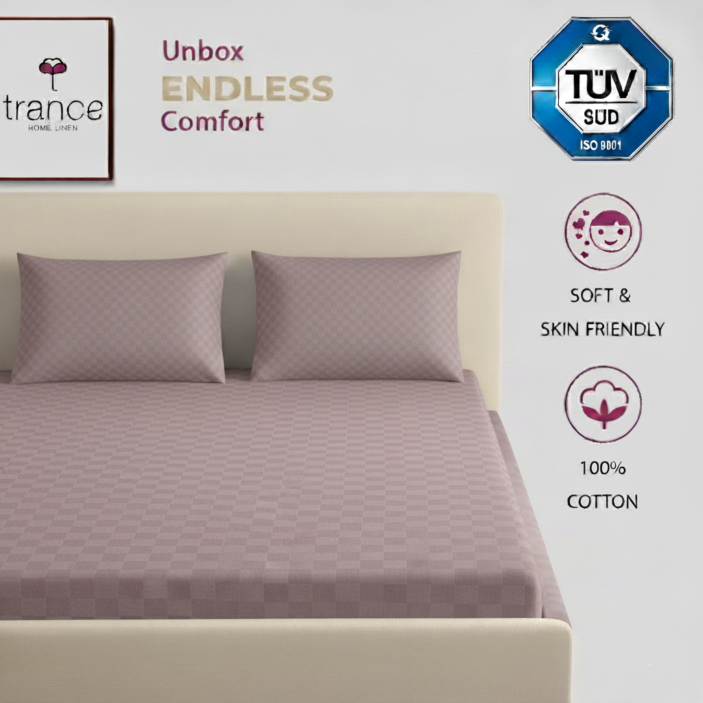 300TC 100% Cotton Jacquard Weave Flat Bedsheet with Pillow Covers