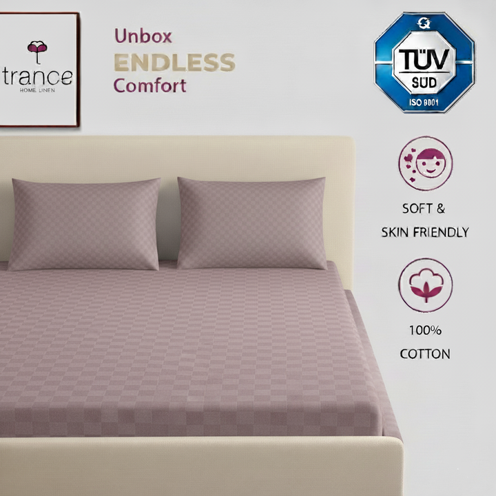 300TC 100% Cotton Jacquard Weave Flat Bedsheet with Pillow Covers