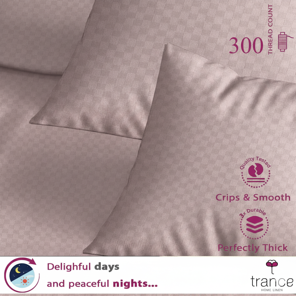 300TC 100% Cotton Jacquard Weave Flat Bedsheet with Pillow Covers