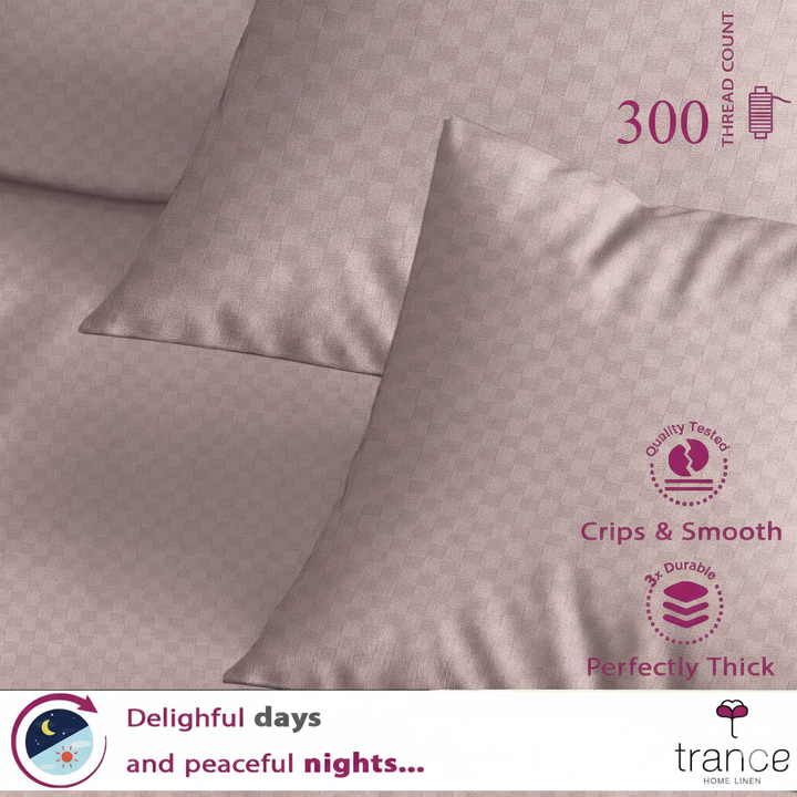 300TC 100% Cotton Jacquard Weave Flat Bedsheet with Pillow Covers