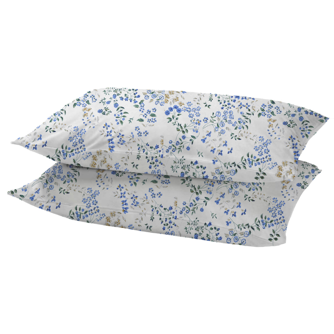 100% Cotton 210 TC Cotton Printed Fitted Bedsheet with Pillow Covers - Daisy Shower