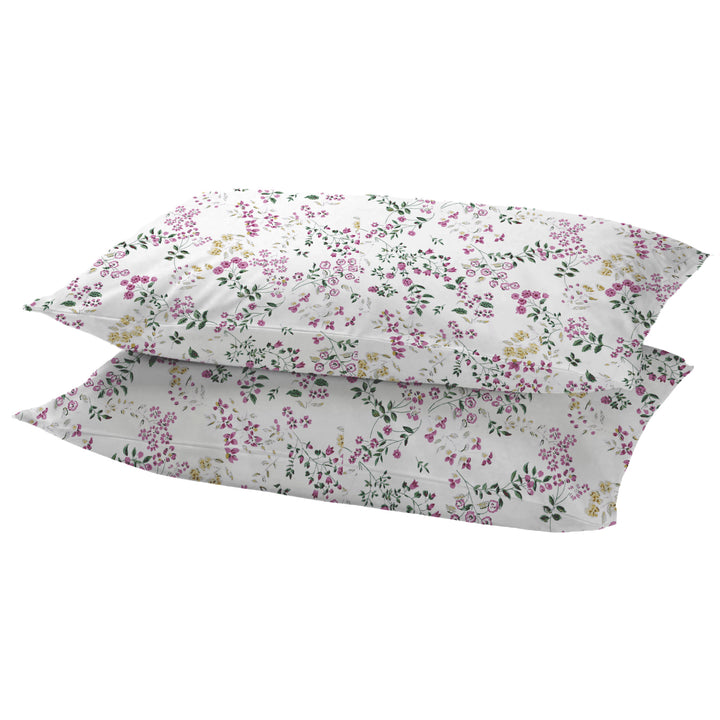 100% Cotton 210 TC Cotton Printed Fitted Bedsheet with Pillow Covers - Daisy Shower
