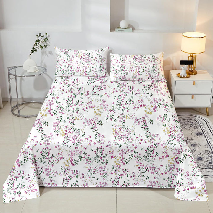100% Cotton 210TC Printed Flat Bedsheet with 2 Pillow Covers - Daisy Shower