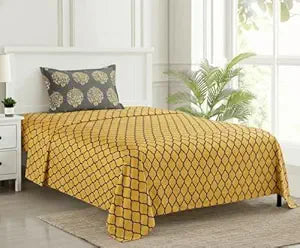 100% Cotton 200 TC  Printed Flat Bedsheet with Pillow Covers  -  Dori & Damask