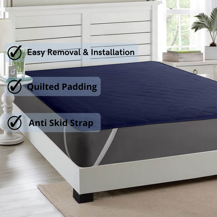 Water Resistant Cotton Quilted Mattress Protector with Elastic Straps on Corners