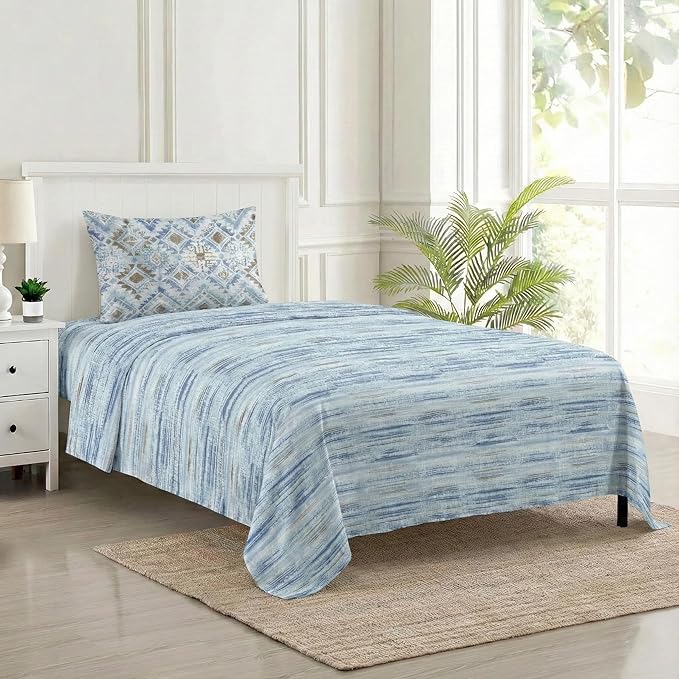 100% Cotton 180 TC  Printed Flat Bedsheet with Pillow Covers - Dhariya