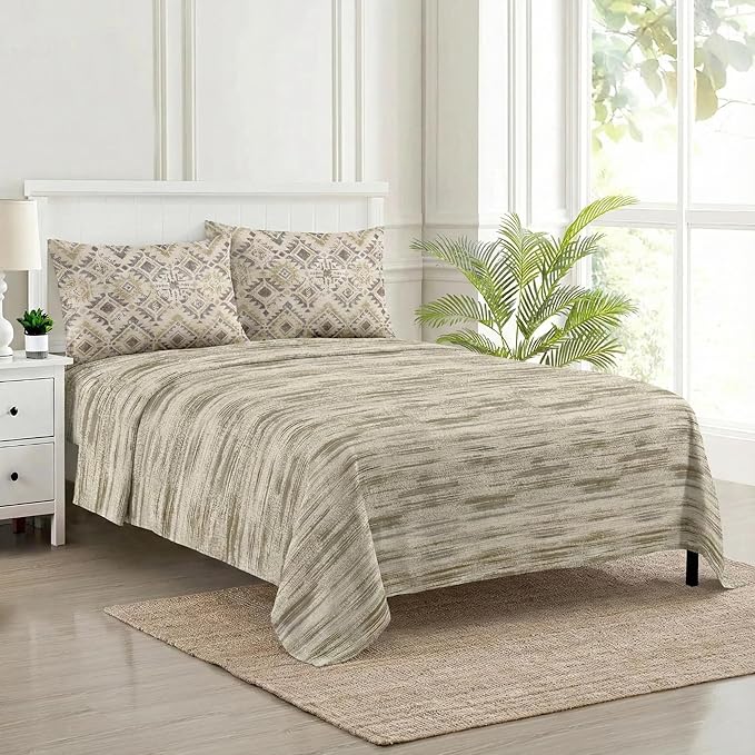 100% Cotton 180 TC  Printed Flat Bedsheet with Pillow Covers - Dhariya