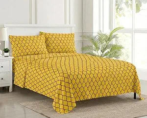 100% Cotton & 200 TC Cotton Dori Printed Fitted Bedsheet with Pillow Covers (Dori)