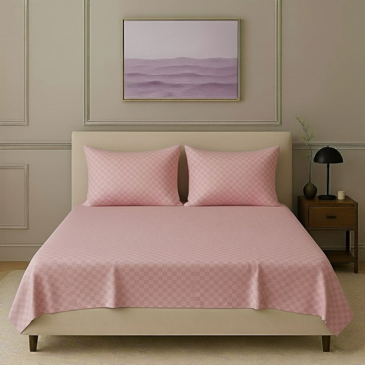 300TC 100% Cotton Jacquard Weave Flat Bedsheet with Pillow Covers