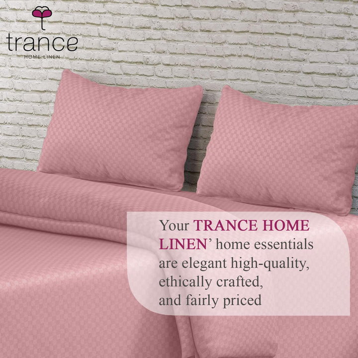 300TC 100% Cotton Jacquard Weave Fitted Bedsheet with Pillow Covers - Dusty Rose