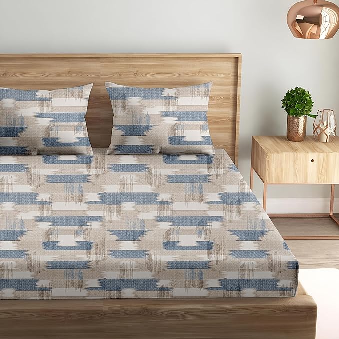 100% Cotton 180 TC  Printed Flat Bedsheet with Pillow Covers  - Echo