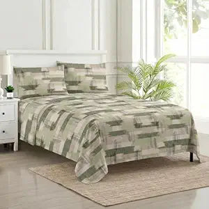 100% Cotton 180 TC  Printed Flat Bedsheet with Pillow Covers  - Echo