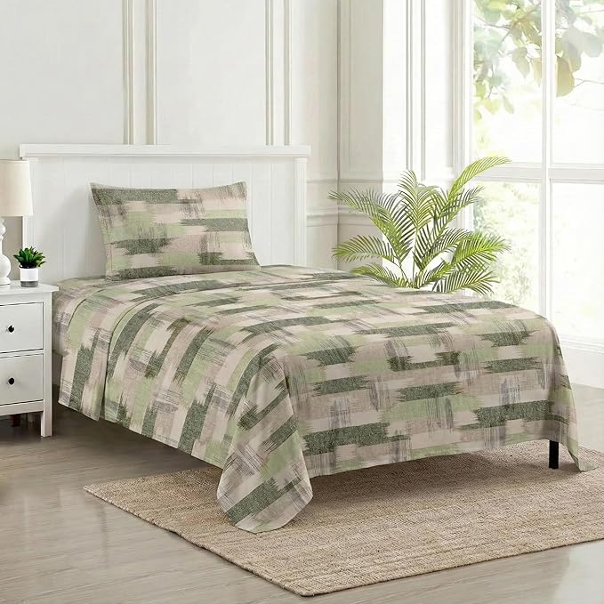 100% Cotton 180 TC  Printed Flat Bedsheet with Pillow Covers  - Echo