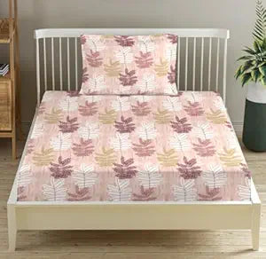100% Cotton 180 TC  Printed Flat Bedsheet with Pillow Covers  - Ferns