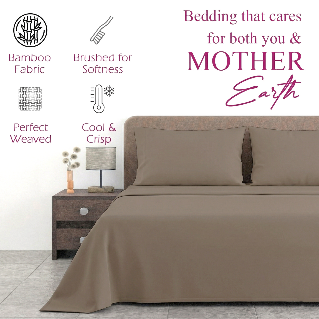 300TC Bamboo Weave Flat Bedsheet with Pillow Covers