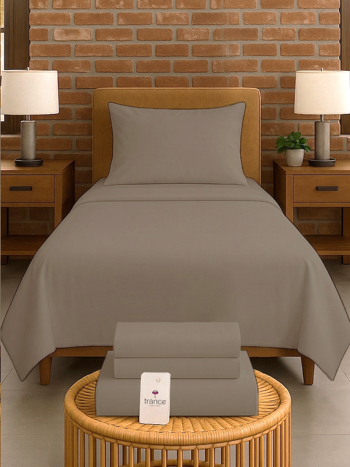 300TC Bamboo Weave Flat Bedsheet with Pillow Covers