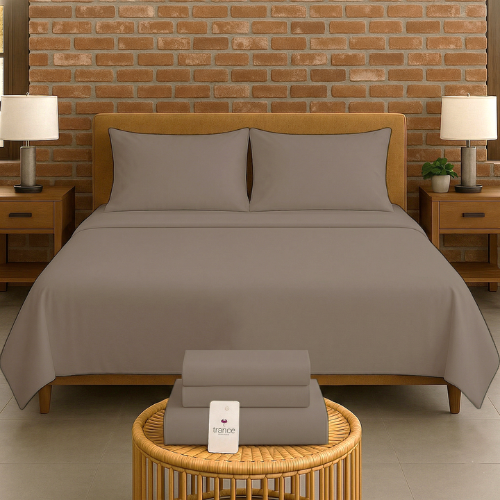 300TC Bamboo Weave Flat Bedsheet with Pillow Covers