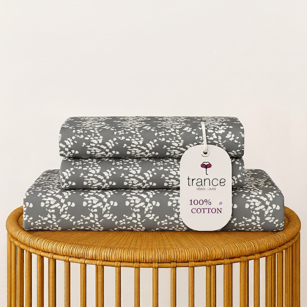 Cotton Printed King Flat Bedsheet with 2 Pillow Covers (Ginkgo Leaves 100% Cotton & 200 TC)