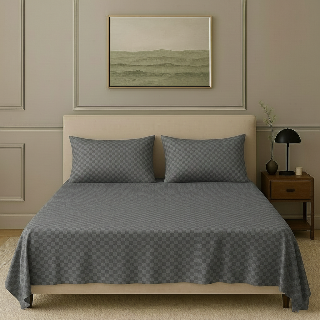 300TC 100% Cotton Jacquard Weave Flat Bedsheet with Pillow Covers