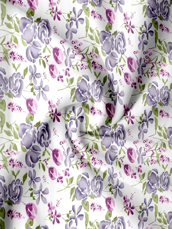 100% Cotton 180 TC  Printed Flat Bedsheet with Pillow Covers -Huvu Lilac
