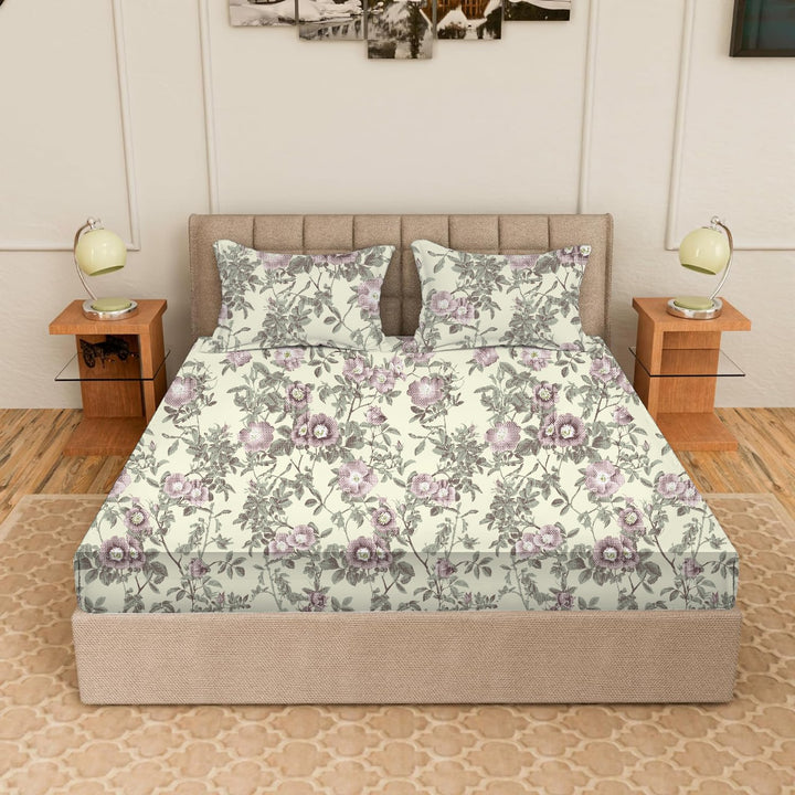 100% Cotton 180TC Printed Flat Bedsheet with Pillow Covers