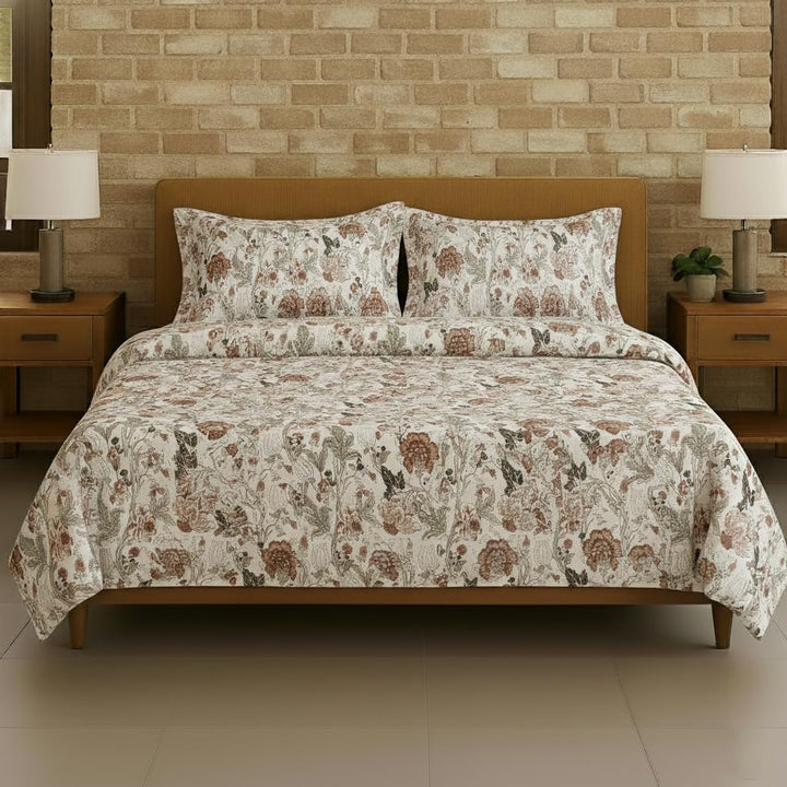 100% Cotton 180TC Printed Flat Bedsheet with Pillow Cover - Malhaar