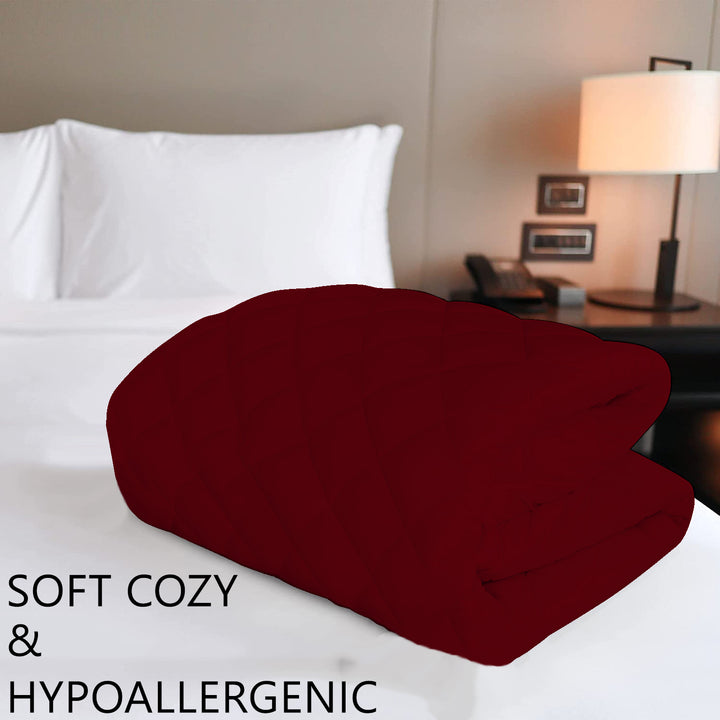 Elastic Fitted Style Water Resistant Cotton Quilted Mattress Protector - Maroon