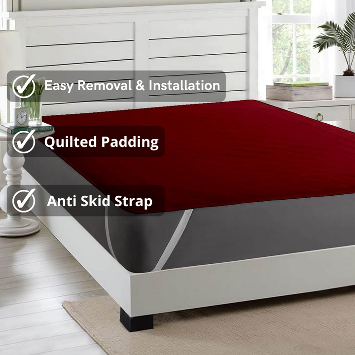 Water Resistant Cotton Quilted Mattress Protector with Elastic Straps on Corners