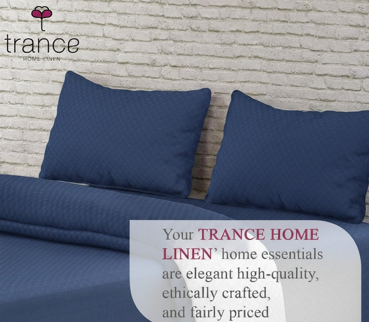 300TC 100% Cotton Jacquard Weave Fitted Bedsheet with Pillow Covers - Mediterranean Blue