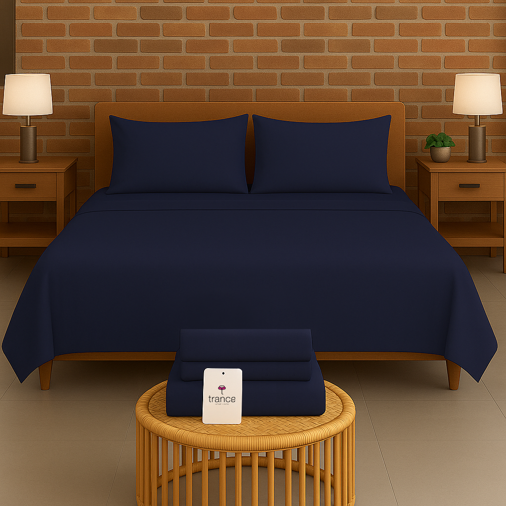 300TC Bamboo Weave Flat Bedsheet with Pillow Covers