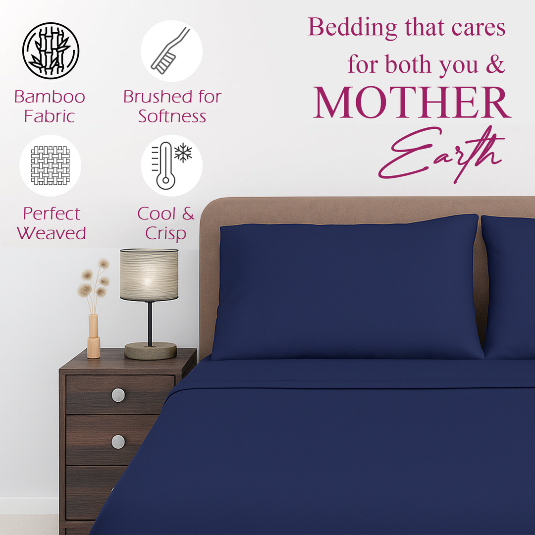 300TC Bamboo Weave Flat Bedsheet with Pillow Covers