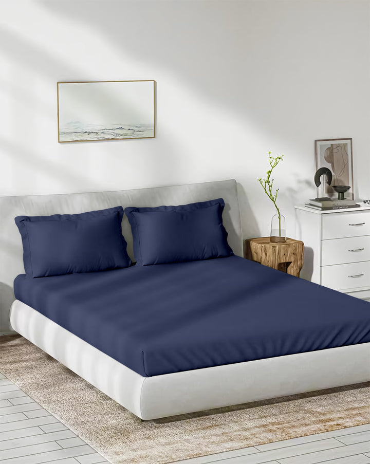 300TC Bamboo Weave Fitted Bedsheet with Pillow Covers