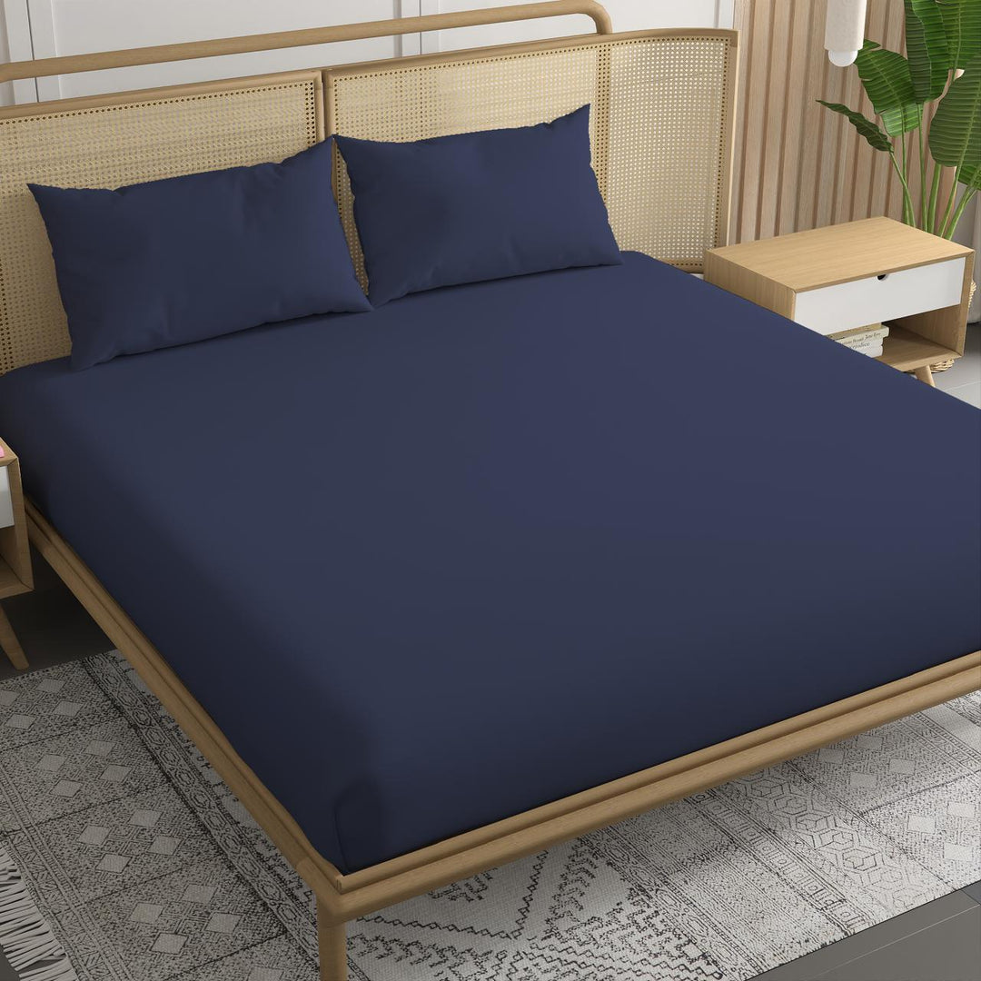 300TC Bamboo Weave Fitted Bedsheet with Pillow Covers