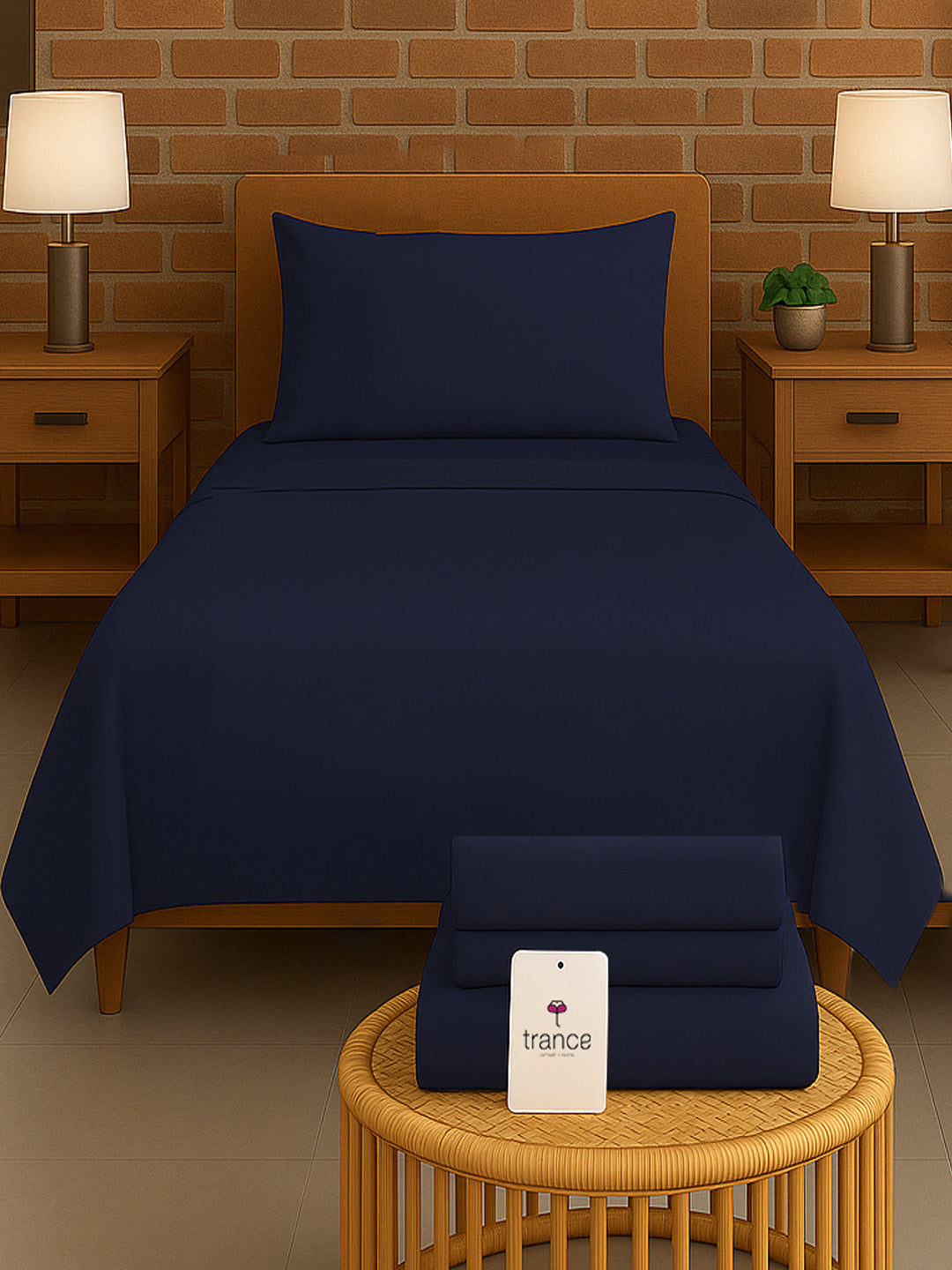 300TC Bamboo Weave Flat Bedsheet with Pillow Covers