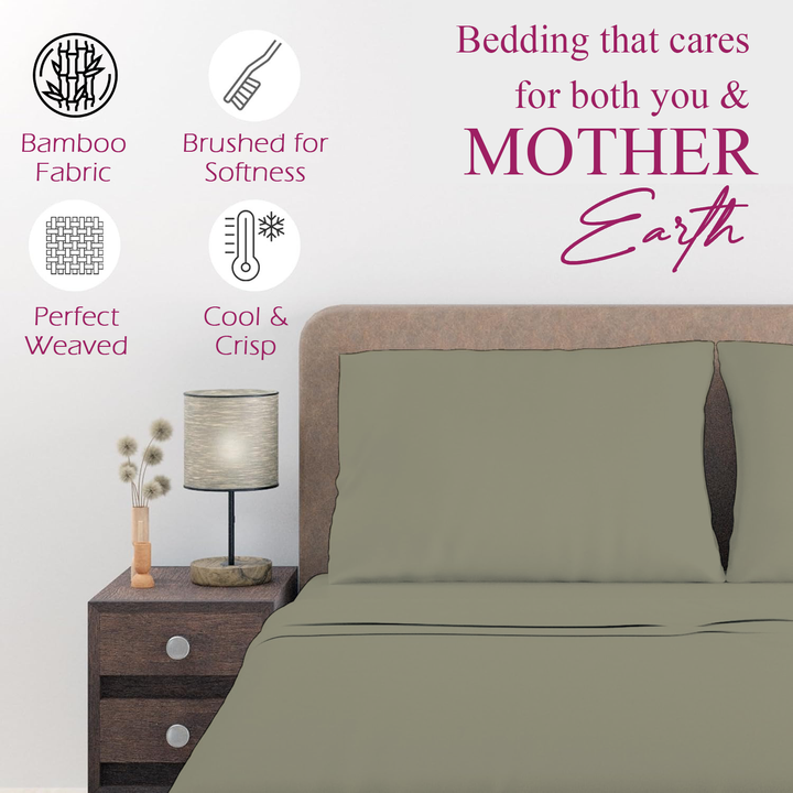 300TC Bamboo Weave Flat Bedsheet with Pillow Covers
